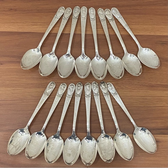 16pcs Vintage WM ROGERS International Silver Silver-plated US. President Spoons - Picture 1 of 16